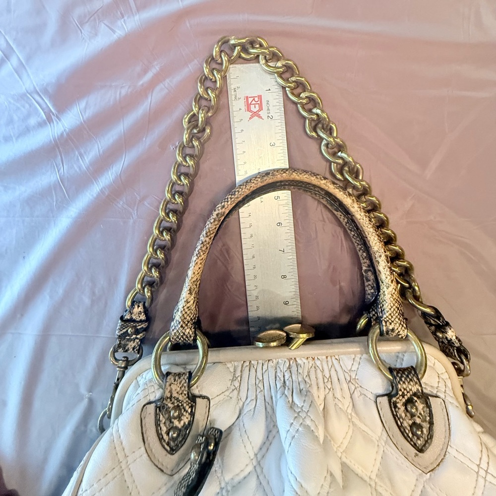 Marc Jacobs White Leather Quilted Large Stam bag w/Snakeskin MSRP$1,495 dustbag - Picture 7 of 13